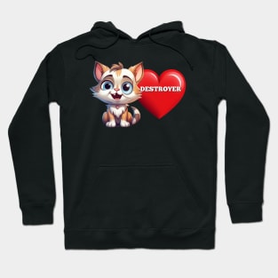 Cute Kitty Cat Red Valentine Heart Destroy Mischievous Hoodie